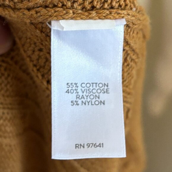 J.JILL Open Front Cable Knit Kimono Cardigan in Butterscotch Brown SZ XL - Picture 9 of 12